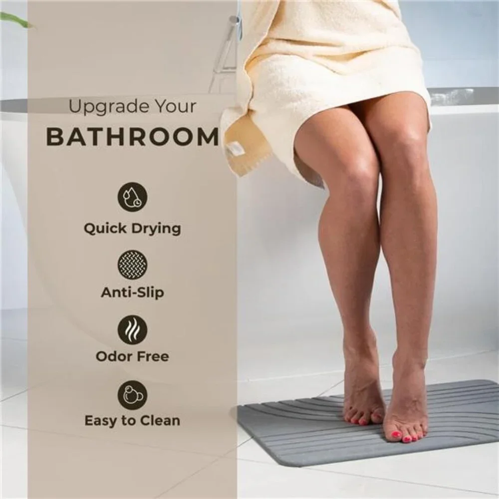Diatomaceous Earth Stone Bath Mat Non Slip Quick Dry Absorbent Shower Mat